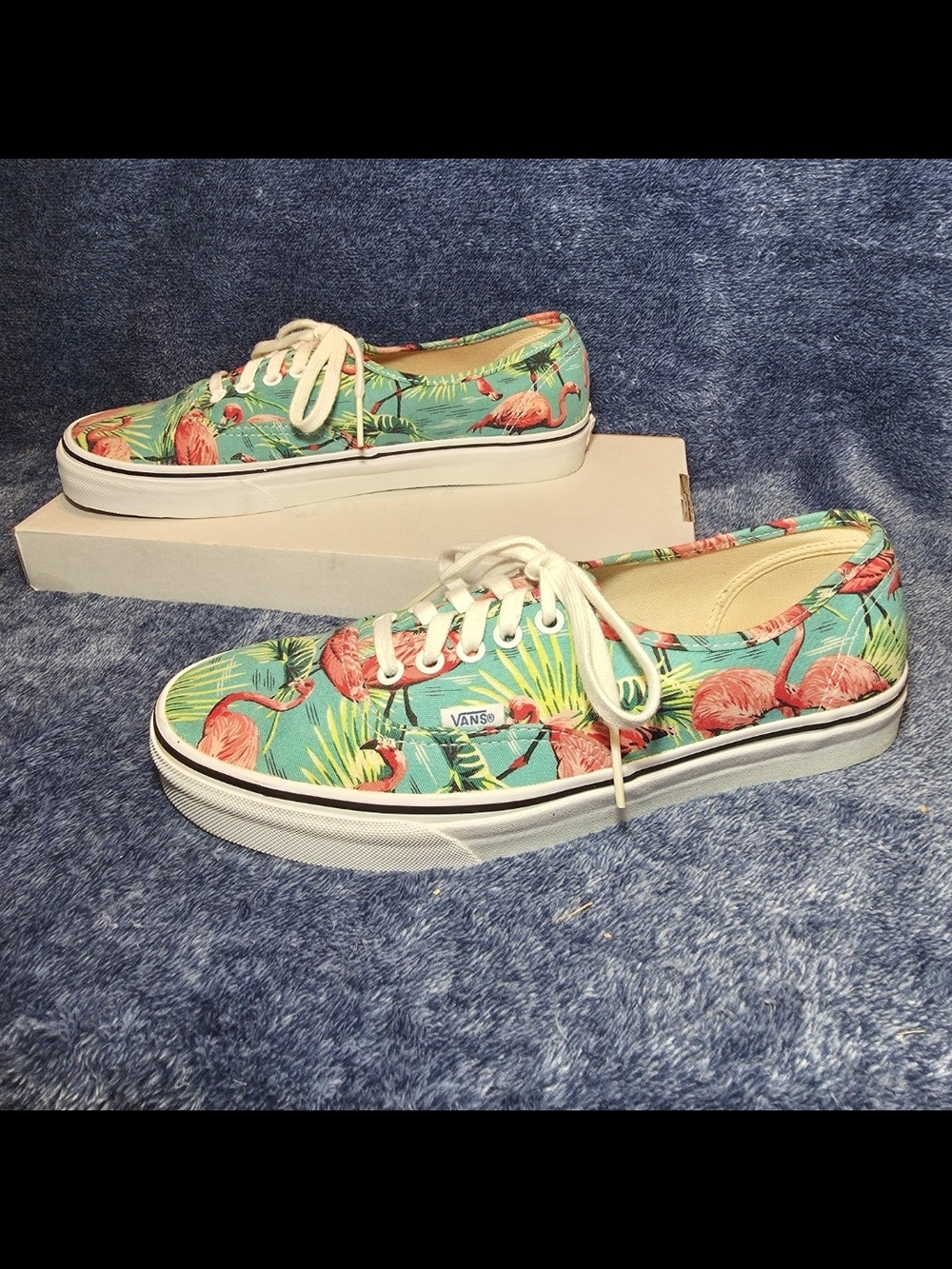 Vans "Van Doren" Teal Flamingo Print Canvas Lace-Up Sneakers